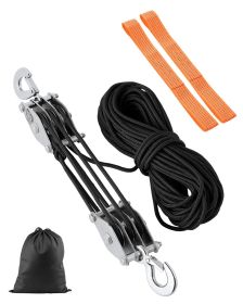 VEVOR 4400 lbs Breaking Strength 100 FT Rope Pulley Hoist, 5:1 Lifting Power Heavy Duty Pulley System with 2pcs Soft Loops