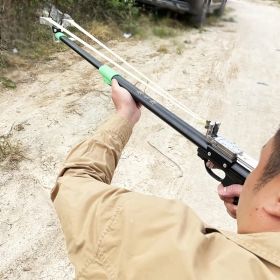Stainless Steel Strong Metal Slingshot - black, ergonomic handle, precision trigger, suitable for outdoor hunting and jungle expeditions,