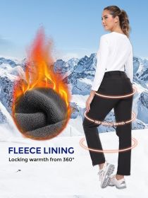 Womens Snow Ski Pants Waterproof Fleece Lined Insulated Softshell Warm Pants for Winter Hiking Outdoor 29 inches (size: 2XL)